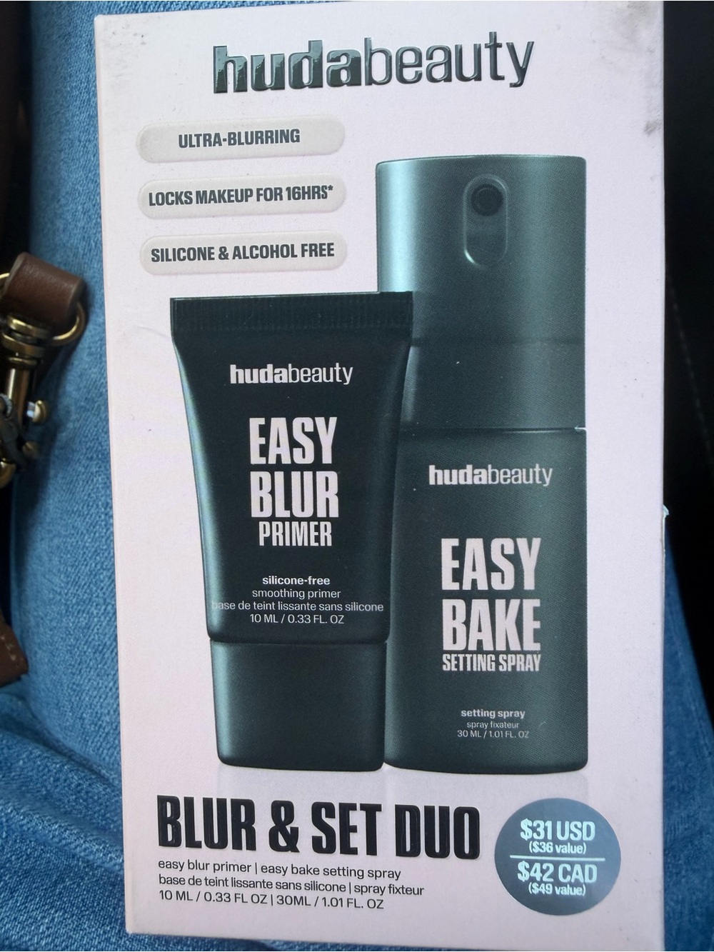huda beauty Easy Blur Primer & Easy Bake Setting Spray Duo — Teal